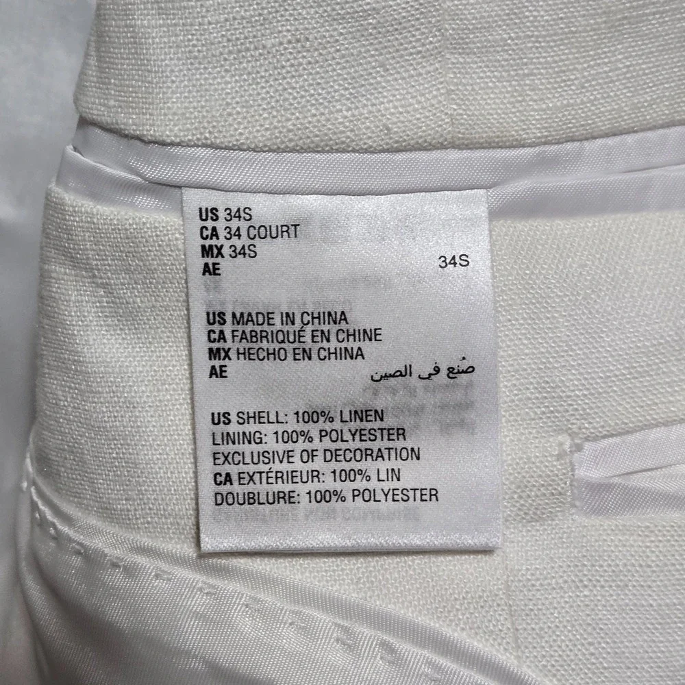 Bar Iii Mens Slim Fit 100% Linen Sport Coat Blazer 34S White